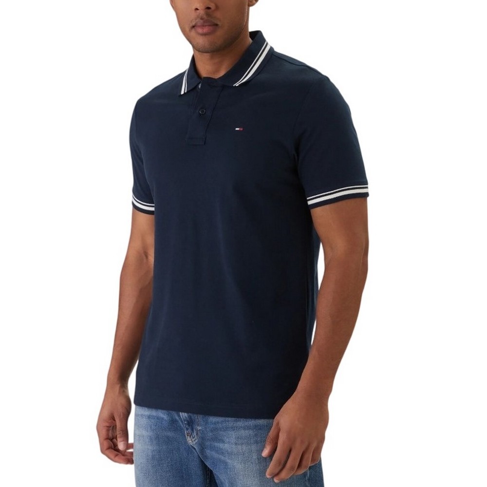 TOMMY JEANS REG TIPPED POLO T-SHIRT ΜΠΛΟΥΖΑ ΑΝΔΡΙΚΗ NAVY