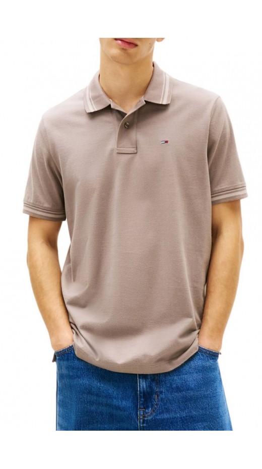 TOMMY JEANS REG TIPPED POLO T-SHIRT ΜΠΛΟΥΖΑ ΑΝΔΡΙΚΗ TAUPE