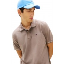 TOMMY JEANS REG TIPPED POLO T-SHIRT ΜΠΛΟΥΖΑ ΑΝΔΡΙΚΗ TAUPE
