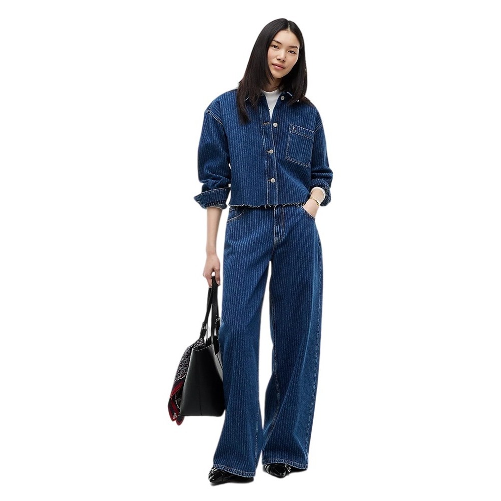 TOMMY JEANS STRIPE SHIRT DJ6055 ΠΟΥΚΑΜΙΣΟ ΤΖΙΝ ΓΥΝΑΙΚΕΙΟ DENIM DARK