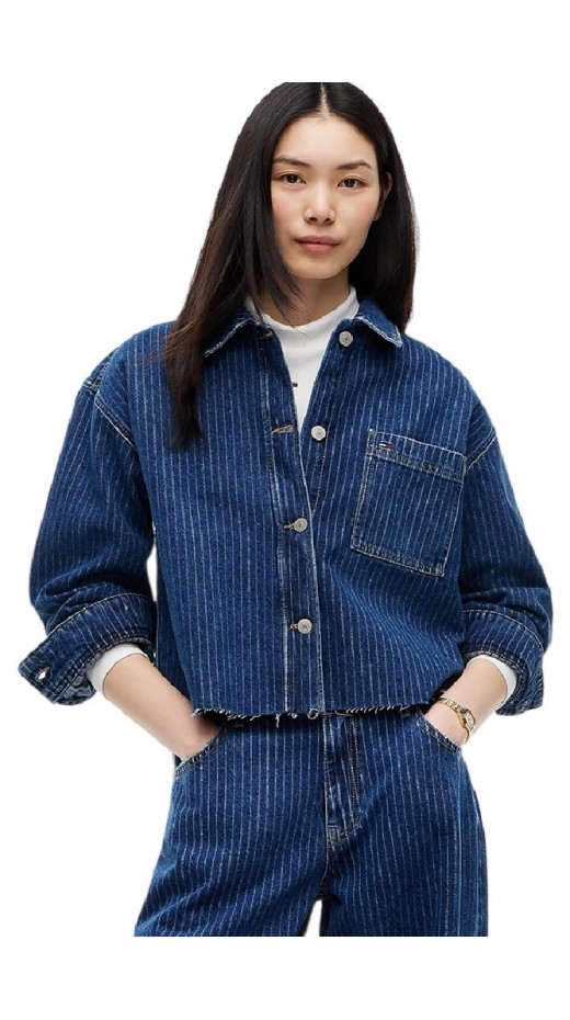 TOMMY JEANS STRIPE SHIRT DJ6055 ΠΟΥΚΑΜΙΣΟ ΤΖΙΝ ΓΥΝΑΙΚΕΙΟ DENIM DARK