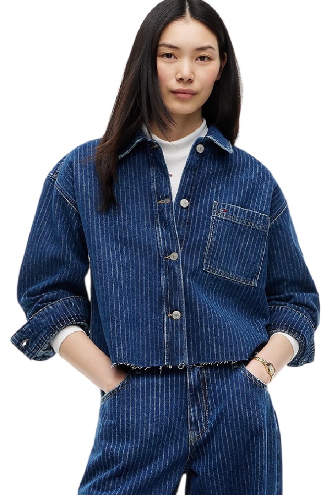 TOMMY JEANS STRIPE SHIRT DJ6055 ΠΟΥΚΑΜΙΣΟ ΤΖΙΝ ΓΥΝΑΙΚΕΙΟ DENIM DARK