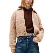 TOMMY JEANS TEDDY VARSITY BOMBER ΜΠΟΥΦΑΝ ΓΥΝΑΙΚΕΙΟ BEIGE