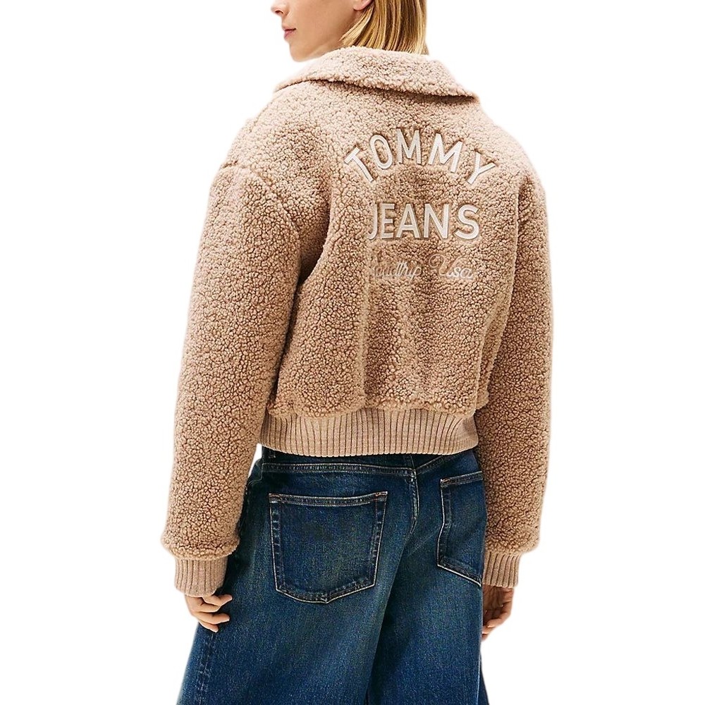 TOMMY JEANS TEDDY VARSITY BOMBER ΜΠΟΥΦΑΝ ΓΥΝΑΙΚΕΙΟ BEIGE