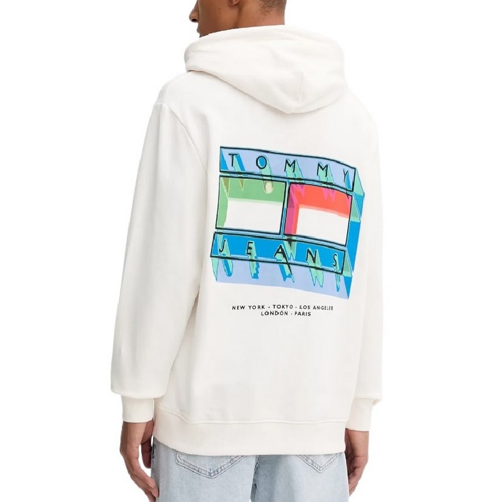TOMMY JEANS  REG DNA FLAG PLAY HOODIE EXT ΦΟΥΤΕΡ ΜΠΛΟΥΖΑ ΑΝΔΡΙΚΗ OFF WHITE