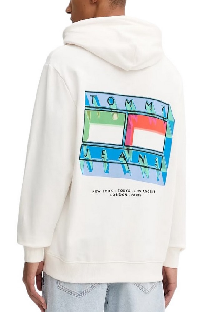 TOMMY JEANS  REG DNA FLAG PLAY HOODIE EXT ΦΟΥΤΕΡ ΜΠΛΟΥΖΑ ΑΝΔΡΙΚΗ OFF WHITE