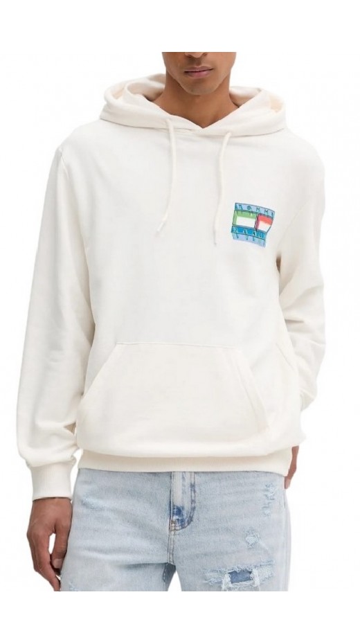 TOMMY JEANS  REG DNA FLAG PLAY HOODIE EXT ΦΟΥΤΕΡ ΜΠΛΟΥΖΑ ΑΝΔΡΙΚΗ OFF WHITE