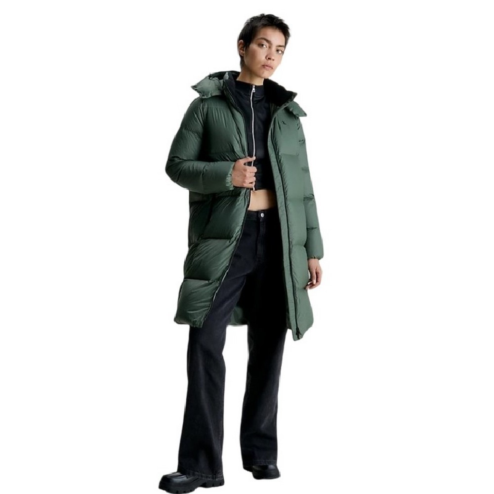 CALVIN KLEIN JEANS DOWN LONG PUFFER ΜΠΟΥΦΑΝ ΓΥΝΑΙΚΕΙΟ DARK GREEN