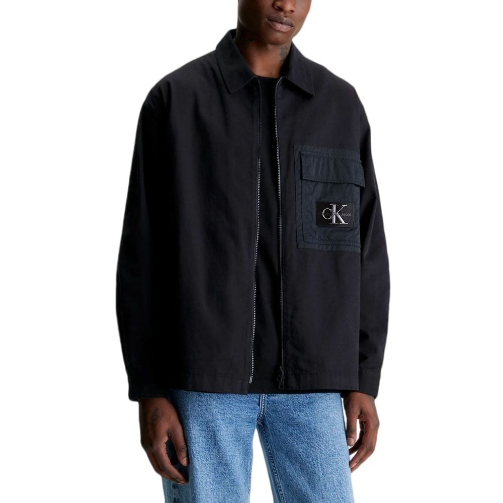 CALVIN KLEIN JEANS MIX MEDIA ZIP THROUGH OVERSHIRT ΠΟΥΚΑΜΙΣΟ ΑΝΔΡΙΚΟ BLACK