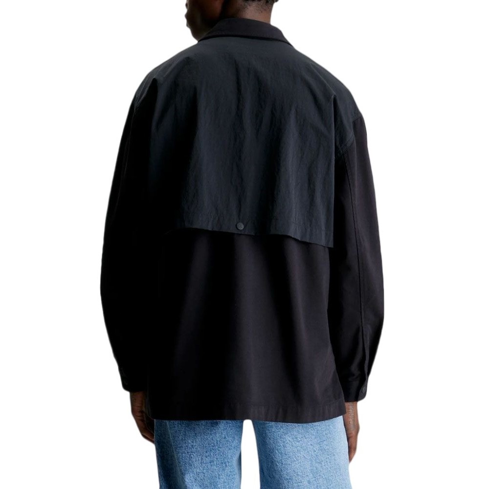 CALVIN KLEIN JEANS MIX MEDIA ZIP THROUGH OVERSHIRT ΠΟΥΚΑΜΙΣΟ ΑΝΔΡΙΚΟ BLACK