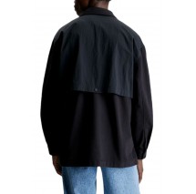 CALVIN KLEIN JEANS MIX MEDIA ZIP THROUGH OVERSHIRT ΠΟΥΚΑΜΙΣΟ ΑΝΔΡΙΚΟ BLACK
