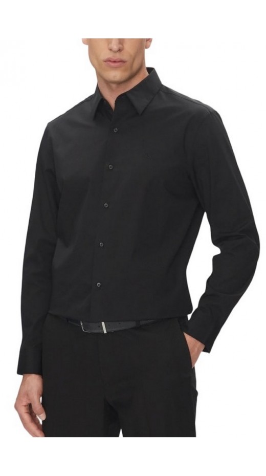 CALVIN KLEIN SOLID STRETCH CLASSIC SHIRT ΠΟΥΚΑΜΙΣΟ ΑΝΔΡΙΚΟ BLACK