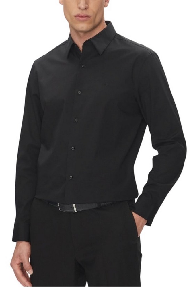 CALVIN KLEIN SOLID STRETCH CLASSIC SHIRT ΠΟΥΚΑΜΙΣΟ ΑΝΔΡΙΚΟ BLACK