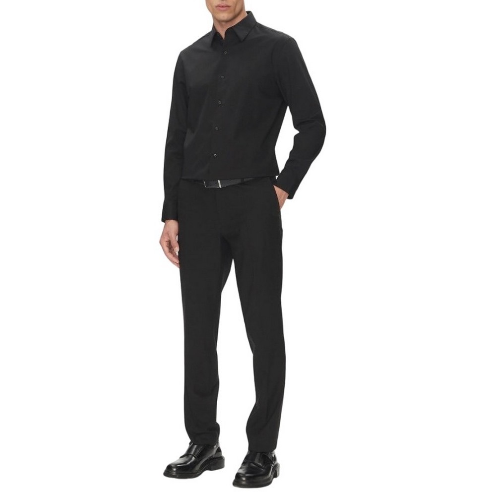 CALVIN KLEIN SOLID STRETCH CLASSIC SHIRT ΠΟΥΚΑΜΙΣΟ ΑΝΔΡΙΚΟ BLACK