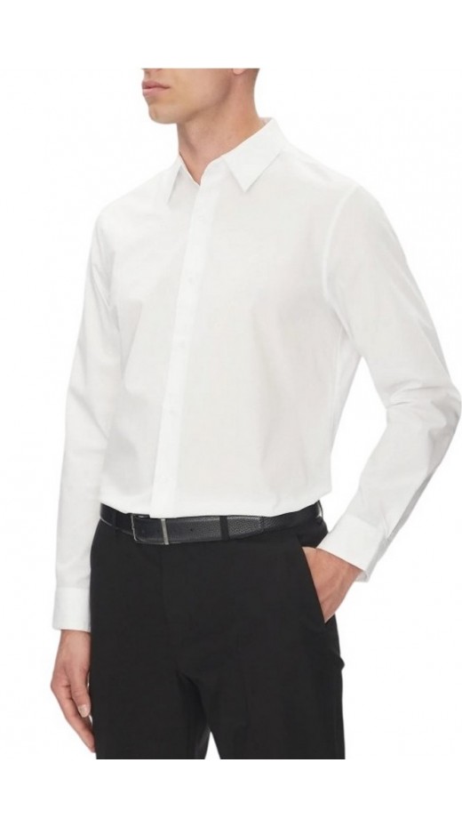 CALVIN KLEIN SOLID STRETCH CLASSIC SHIRT ΠΟΥΚΑΜΙΣΟ ΑΝΔΡΙΚΟ WHITE