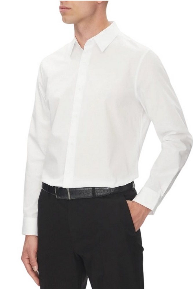 CALVIN KLEIN SOLID STRETCH CLASSIC SHIRT ΠΟΥΚΑΜΙΣΟ ΑΝΔΡΙΚΟ WHITE