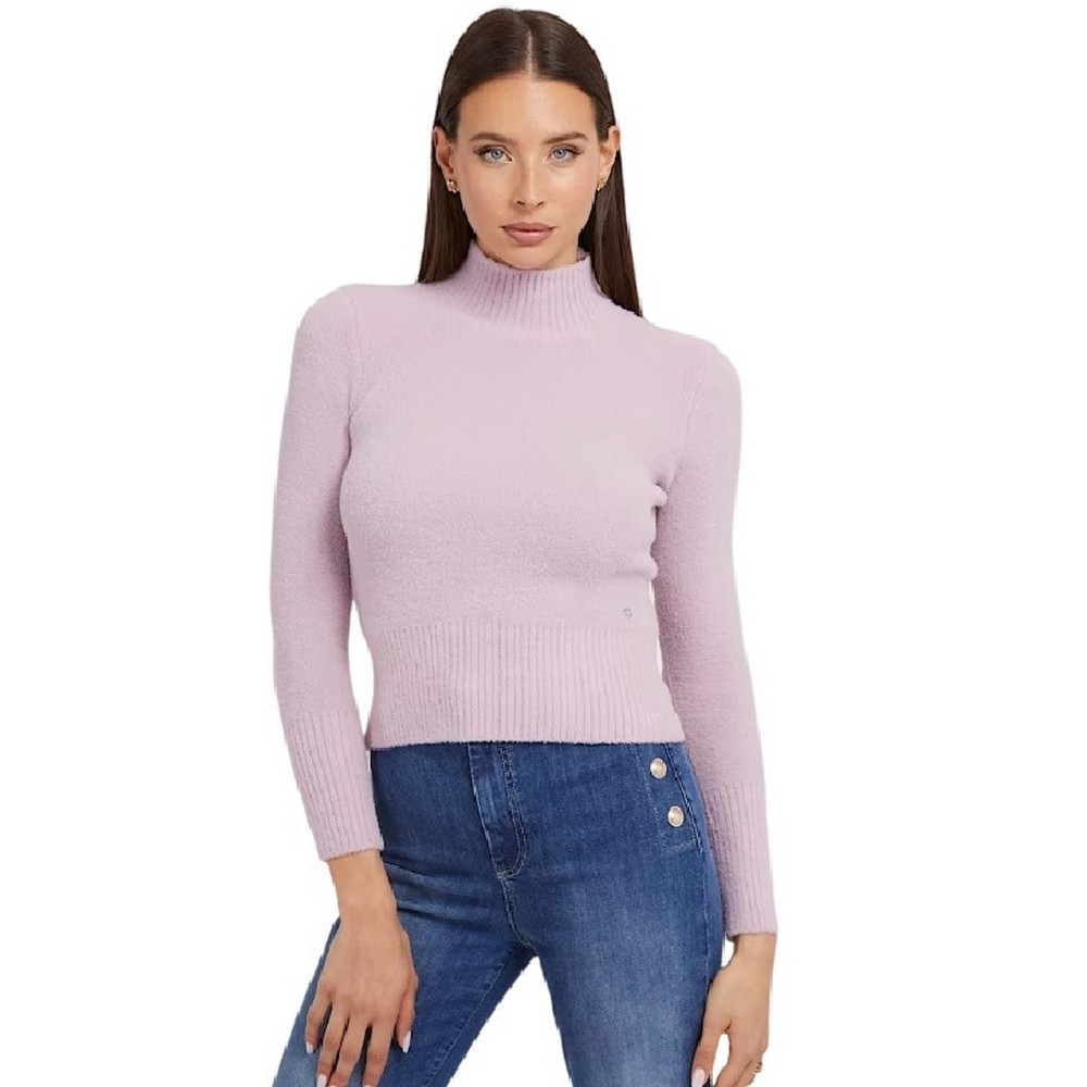 GUESS MARION TN LS SWEATER ΜΠΛΟΥΖΑ ΠΛΕΚΤΗ ΓΥΝΑΙΚΕΙΑ PINK