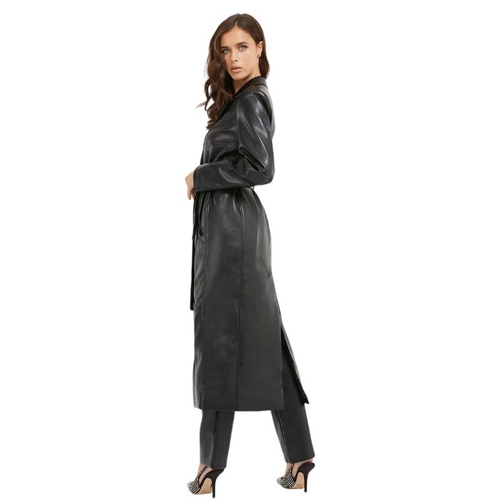 GUESS GEA PU LEATHER COAT ΠΑΛΤΟ ΓΥΝΑΙΚΕΙΟ BLACK