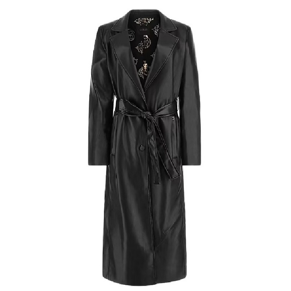 GUESS GEA PU LEATHER COAT ΠΑΛΤΟ ΓΥΝΑΙΚΕΙΟ BLACK