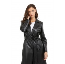 GUESS GEA PU LEATHER COAT ΠΑΛΤΟ ΓΥΝΑΙΚΕΙΟ BLACK