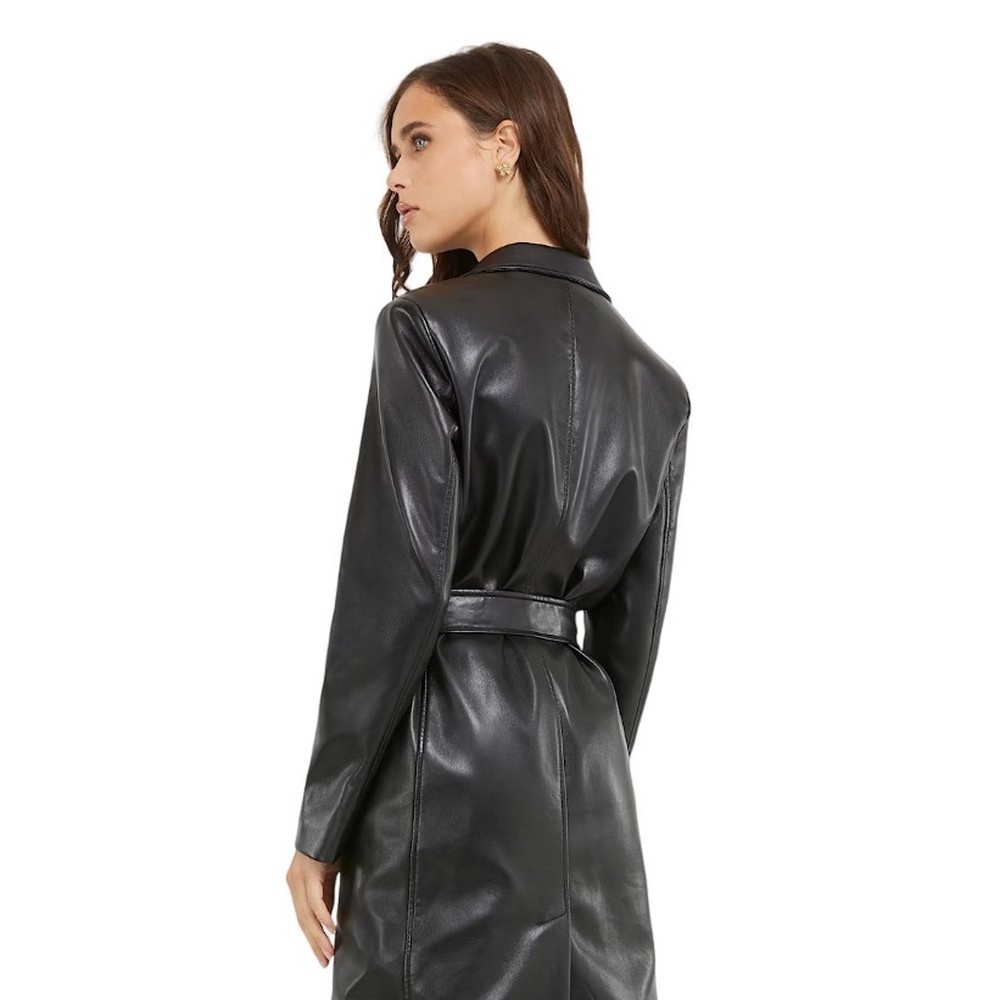 GUESS GEA PU LEATHER COAT ΠΑΛΤΟ ΓΥΝΑΙΚΕΙΟ BLACK