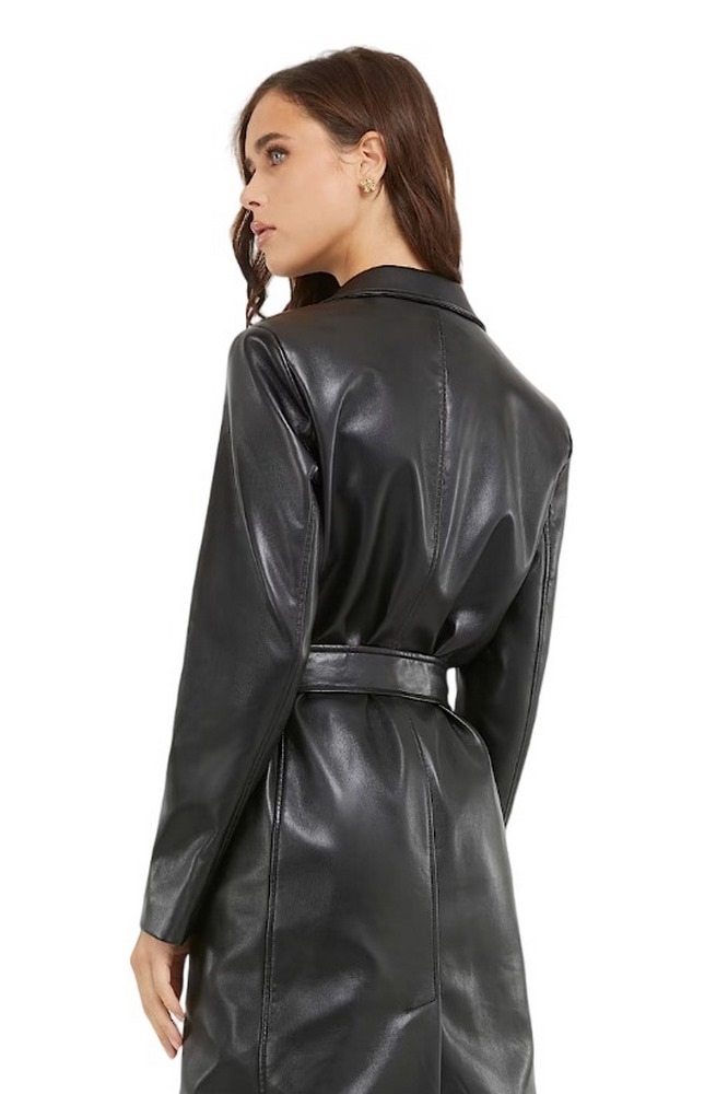 GUESS GEA PU LEATHER COAT ΠΑΛΤΟ ΓΥΝΑΙΚΕΙΟ BLACK