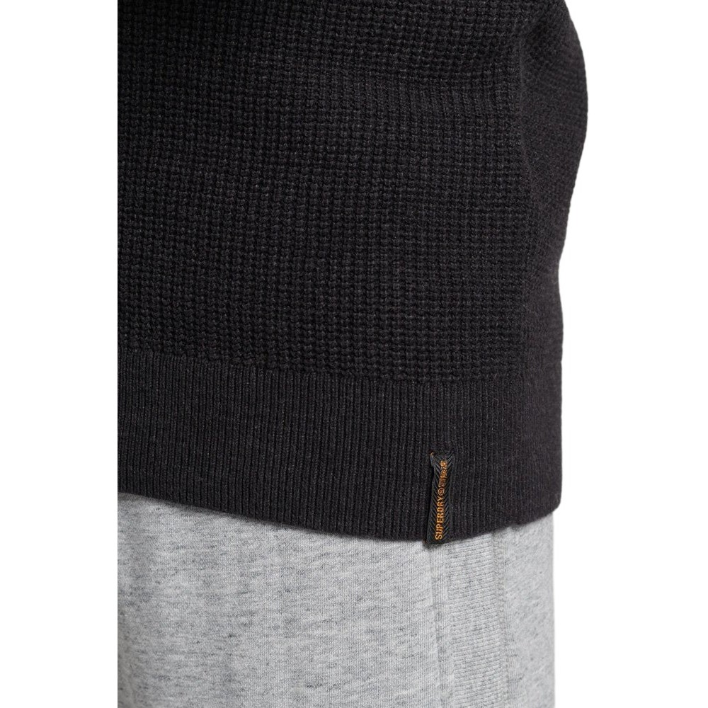 SUPERDRY TEXTURED CREW KNIT JUMPER ΜΠΛΟΥΖΑ ΠΛΕΚΤΗ ΑΝΔΡΙΚΗ BLACK