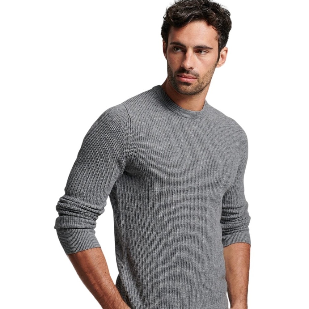 SUPERDRY TEXTURED CREW KNIT JUMPER ΜΠΛΟΥΖΑ ΠΛΕΚΤΗ ΑΝΔΡΙΚΗ GREY