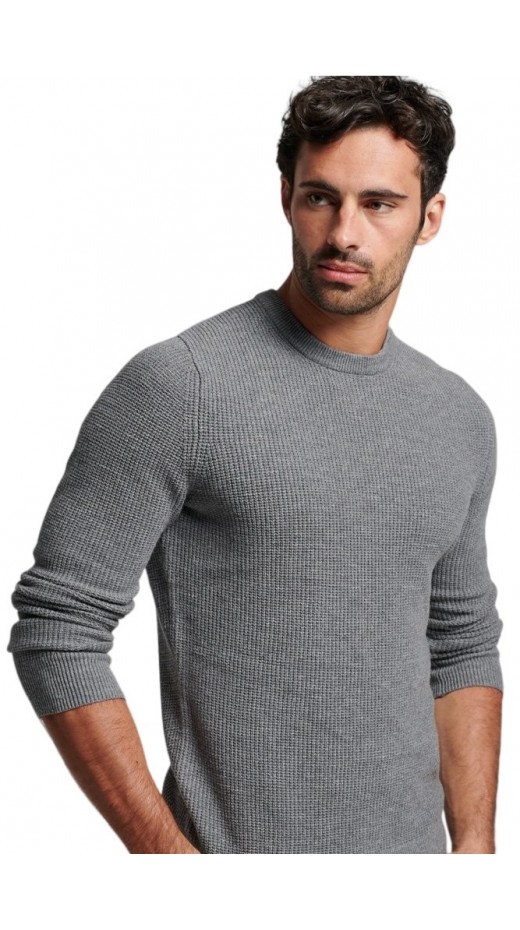 SUPERDRY D5 OVIN TEXTURED CREW KNIT JUMPER ΜΠΛΟΥΖΑ ΠΛΕΚΤΗ ΑΝΔΡΙΚΗ GREY