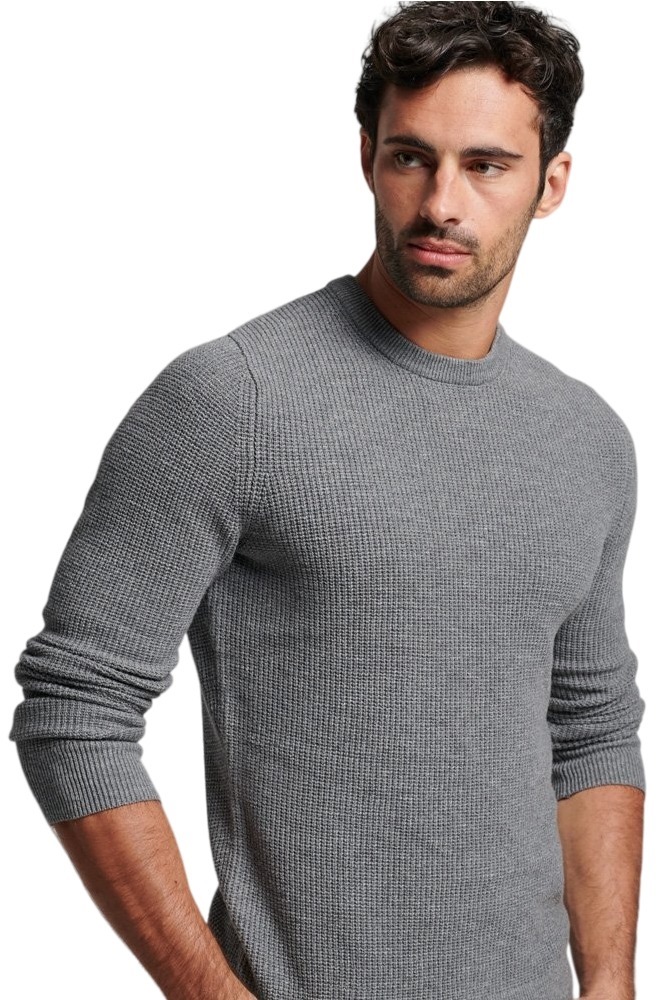 SUPERDRY TEXTURED CREW KNIT JUMPER ΜΠΛΟΥΖΑ ΠΛΕΚΤΗ ΑΝΔΡΙΚΗ GREY