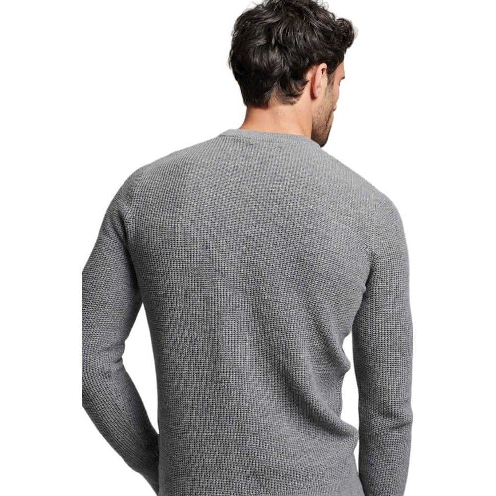 SUPERDRY TEXTURED CREW KNIT JUMPER ΜΠΛΟΥΖΑ ΠΛΕΚΤΗ ΑΝΔΡΙΚΗ GREY