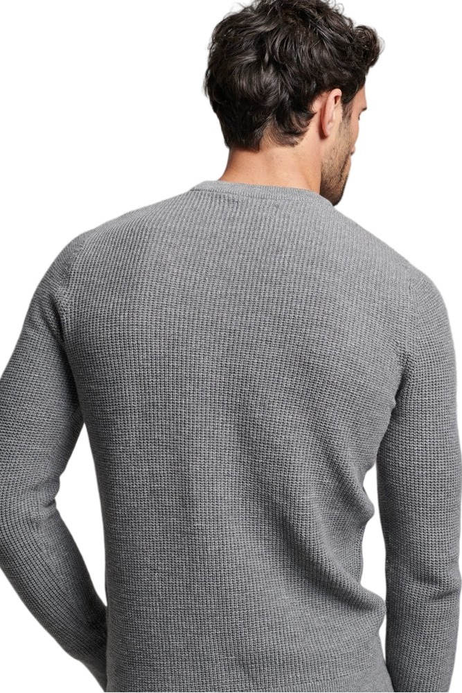 SUPERDRY TEXTURED CREW KNIT JUMPER ΜΠΛΟΥΖΑ ΠΛΕΚΤΗ ΑΝΔΡΙΚΗ GREY