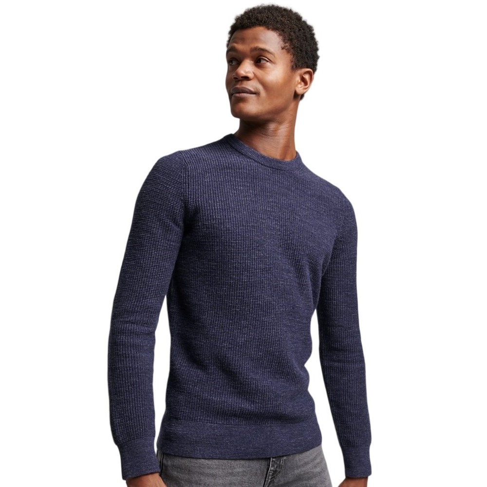 SUPERDRY TEXTURED CREW KNIT JUMPER ΜΠΛΟΥΖΑ ΠΛΕΚΤΗ ΑΝΔΡΙΚΗ NAVY