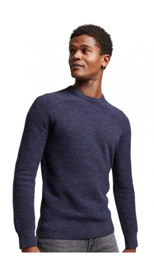 SUPERDRY D5 OVIN TEXTURED CREW KNIT JUMPER ΜΠΛΟΥΖΑ ΠΛΕΚΤΗ ΑΝΔΡΙΚΗ NAVY