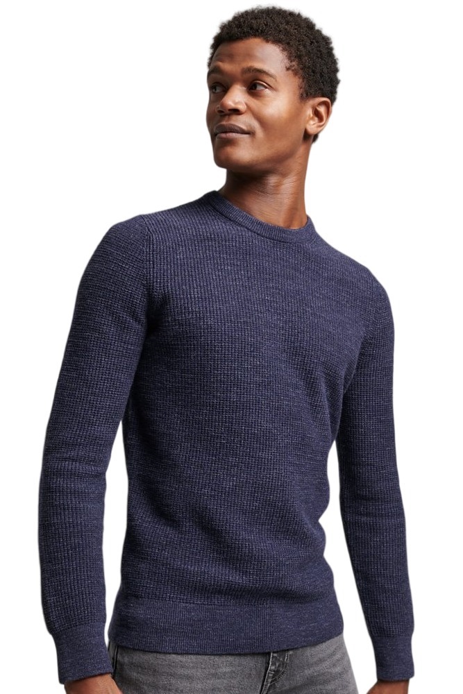 SUPERDRY D5 OVIN TEXTURED CREW KNIT JUMPER ΜΠΛΟΥΖΑ ΠΛΕΚΤΗ ΑΝΔΡΙΚΗ NAVY