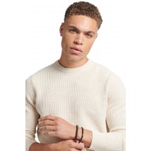 SUPERDRY TEXTURED CREW KNIT JUMPER ΜΠΛΟΥΖΑ ΠΛΕΚΤΗ ΑΝΔΡΙΚΗ ECRU