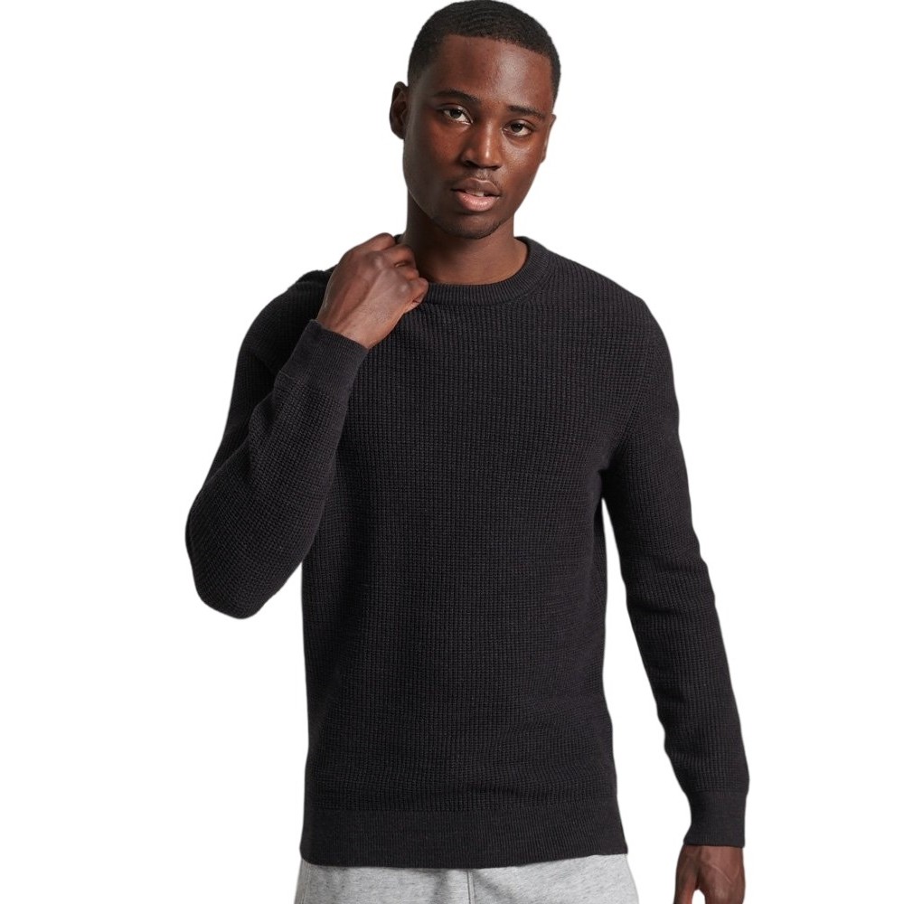 SUPERDRY TEXTURED CREW KNIT JUMPER ΜΠΛΟΥΖΑ ΠΛΕΚΤΗ ΑΝΔΡΙΚΗ BLACK