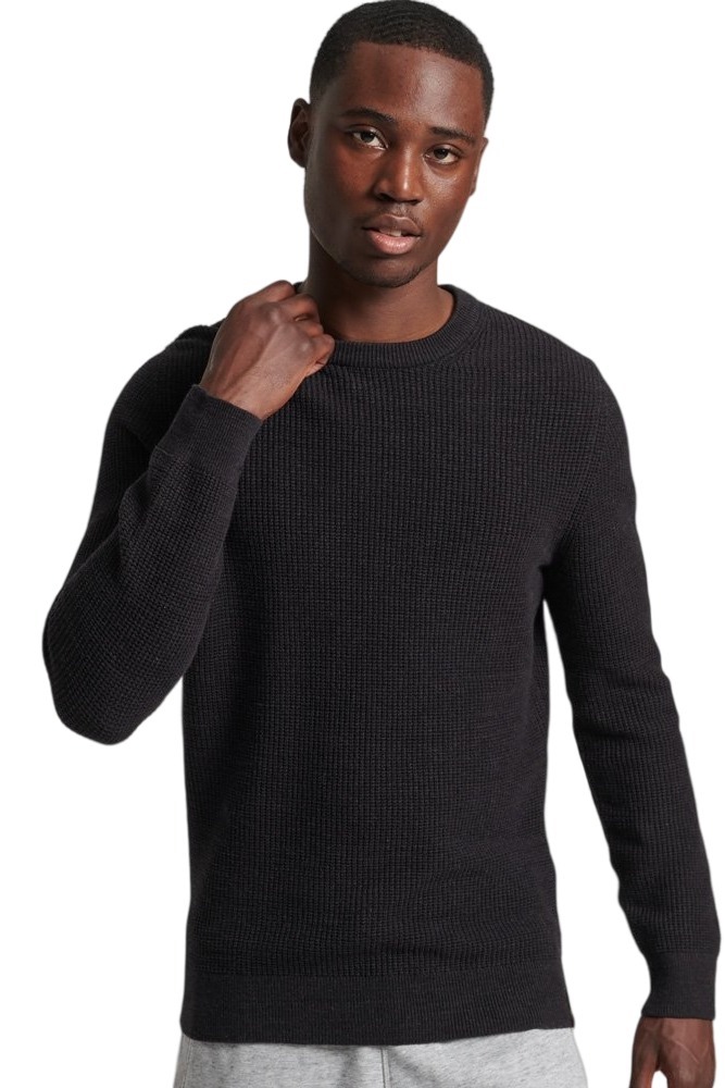 SUPERDRY D5 OVIN TEXTURED CREW KNIT JUMPER ΜΠΛΟΥΖΑ ΠΛΕΚΤΗ ΑΝΔΡΙΚΗ BLACK