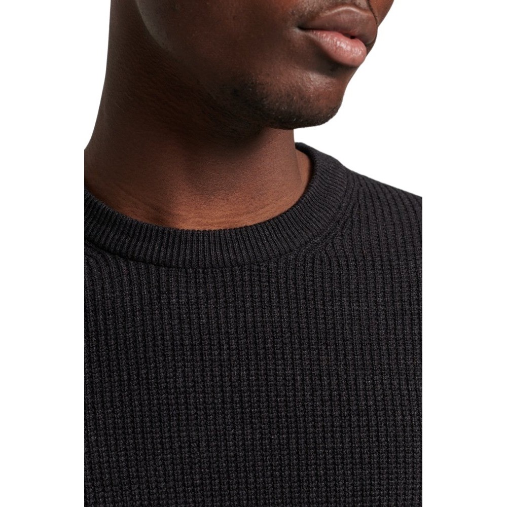 SUPERDRY TEXTURED CREW KNIT JUMPER ΜΠΛΟΥΖΑ ΠΛΕΚΤΗ ΑΝΔΡΙΚΗ BLACK