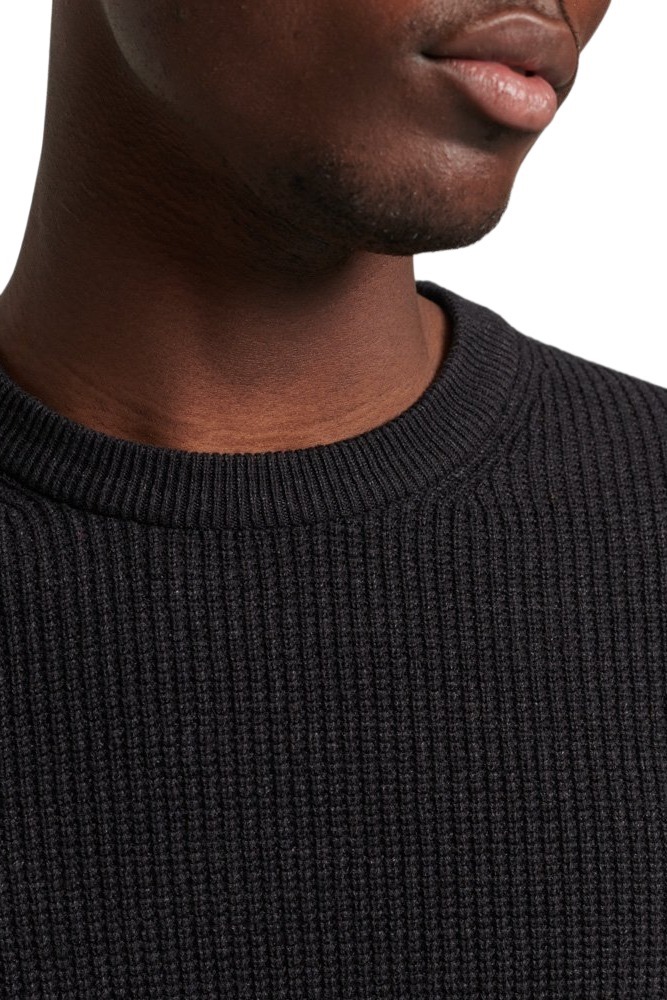 SUPERDRY TEXTURED CREW KNIT JUMPER ΜΠΛΟΥΖΑ ΠΛΕΚΤΗ ΑΝΔΡΙΚΗ BLACK