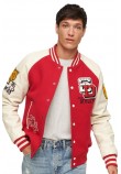 SUPERDRY D2 OVIN COLLEGE VARSITY PATCHED BOMBER ΜΠΟΥΦΑΝ ΑΝΔΡΙΚΟ RED