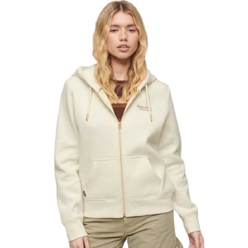 SUPERDRY ESSENTIAL LOGO ZIP HOODIE ΖΑΚΕΤΑ ΦΟΥΤΕΡ ΓΥΝΑΙΚΕΙΑ OFF WHITE