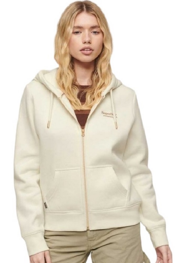 SUPERDRY ESSENTIAL LOGO ZIP HOODIE ΖΑΚΕΤΑ ΦΟΥΤΕΡ ΓΥΝΑΙΚΕΙΑ OFF WHITE