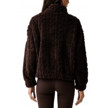 DKNY CABLE SHERPA FULL ZIP JACKET ΜΠΟΥΦΑΝ ΓΥΝΑΙΚΕΙΟ DARK BROWN