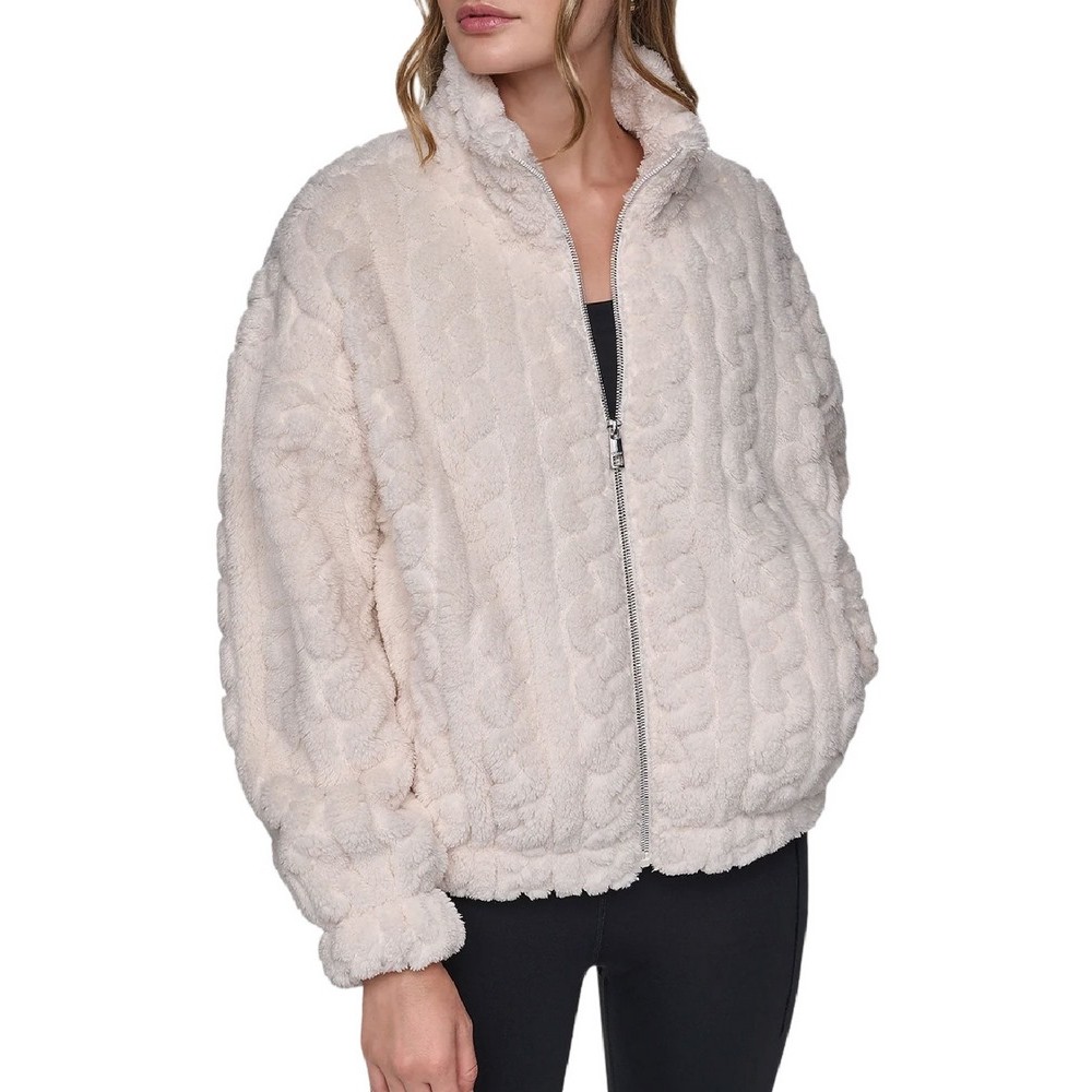 DKNY CABLE SHERPA FULL ZIP JACKET ΜΠΟΥΦΑΝ ΓΥΝΑΙΚΕΙΟ BEIGE