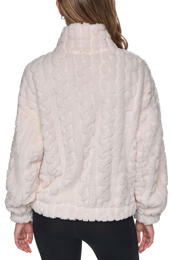 DKNY CABLE SHERPA FULL ZIP JACKET ΜΠΟΥΦΑΝ ΓΥΝΑΙΚΕΙΟ BEIGE