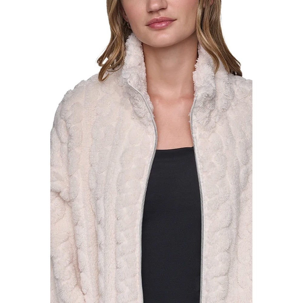 DKNY CABLE SHERPA FULL ZIP JACKET ΜΠΟΥΦΑΝ ΓΥΝΑΙΚΕΙΟ BEIGE