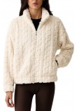 DKNY CABLE SHERPA FULL ZIP JACKET ΜΠΟΥΦΑΝ ΓΥΝΑΙΚΕΙΟ OFF WHITE