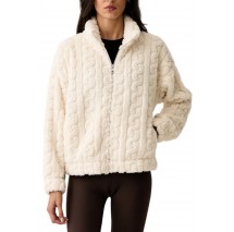 DKNY CABLE SHERPA FULL ZIP JACKET ΜΠΟΥΦΑΝ ΓΥΝΑΙΚΕΙΟ OFF WHITE