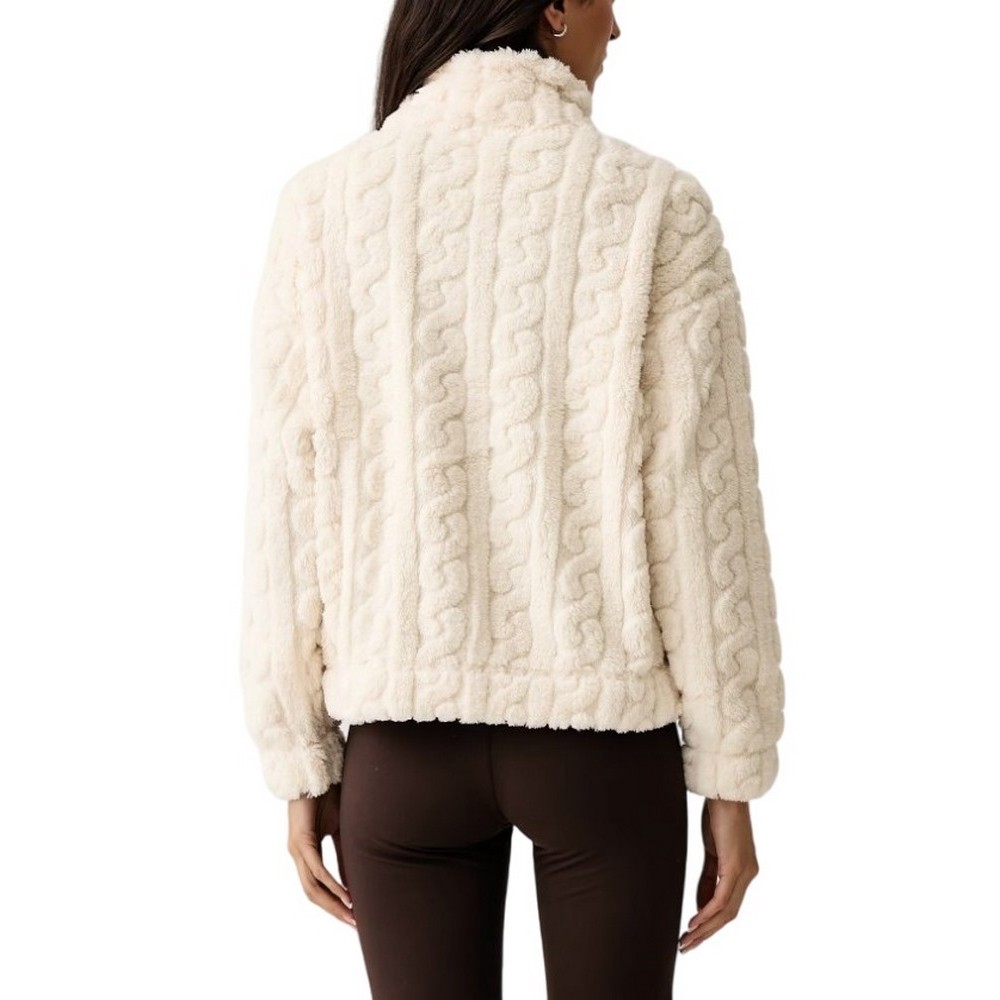 DKNY CABLE SHERPA FULL ZIP JACKET ΜΠΟΥΦΑΝ ΓΥΝΑΙΚΕΙΟ OFF WHITE
